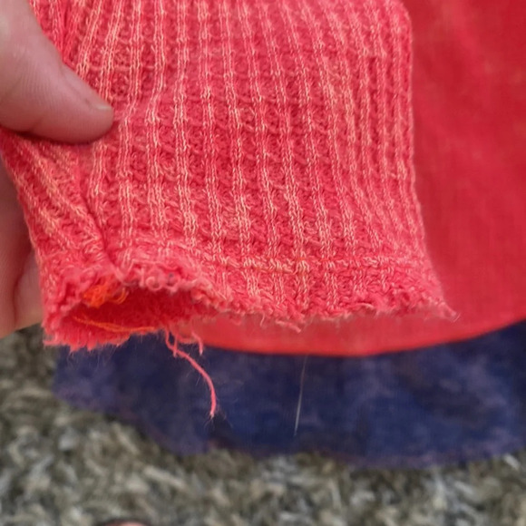 We the Free Color Block Patchwork Waffle Knit Top Scoop Neck Red Blue Size XS - Picture 6 of 6